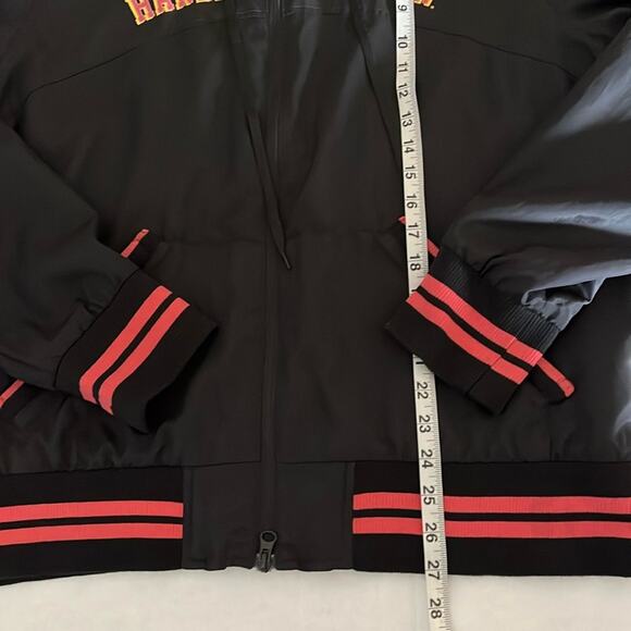 Harley Davidson Windbreaker Womens Size 2X Black Full Zip Pockets Hood Biker - Picture 3 of 16